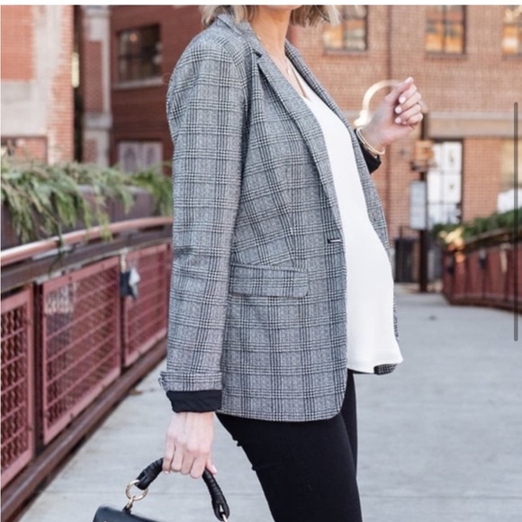 NWOT! LOFT Plaid Long Modern Blazer - Picture 3 of 8